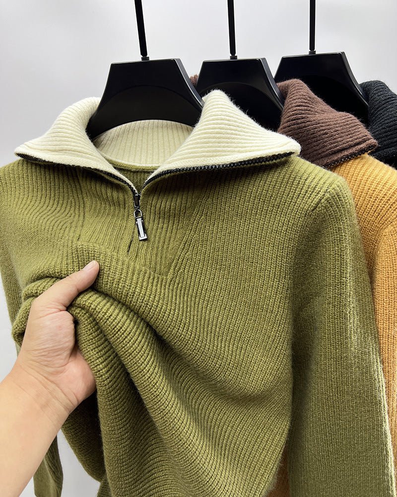 Knitwear Coat Men's Winter Lapel High Collar Sweater - PratSN