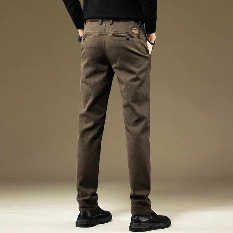 KUBRO Men's Pants Casual Cotton Solid Color Spring Autumn Straight Business Work Pants High Quality Fashion Black Grey Trousers - PratSN