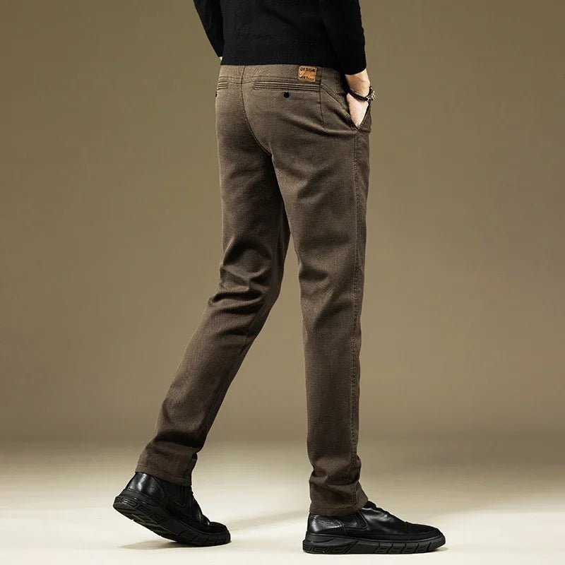 KUBRO Men's Pants Casual Cotton Solid Color Spring Autumn Straight Business Work Pants High Quality Fashion Black Grey Trousers - PratSN