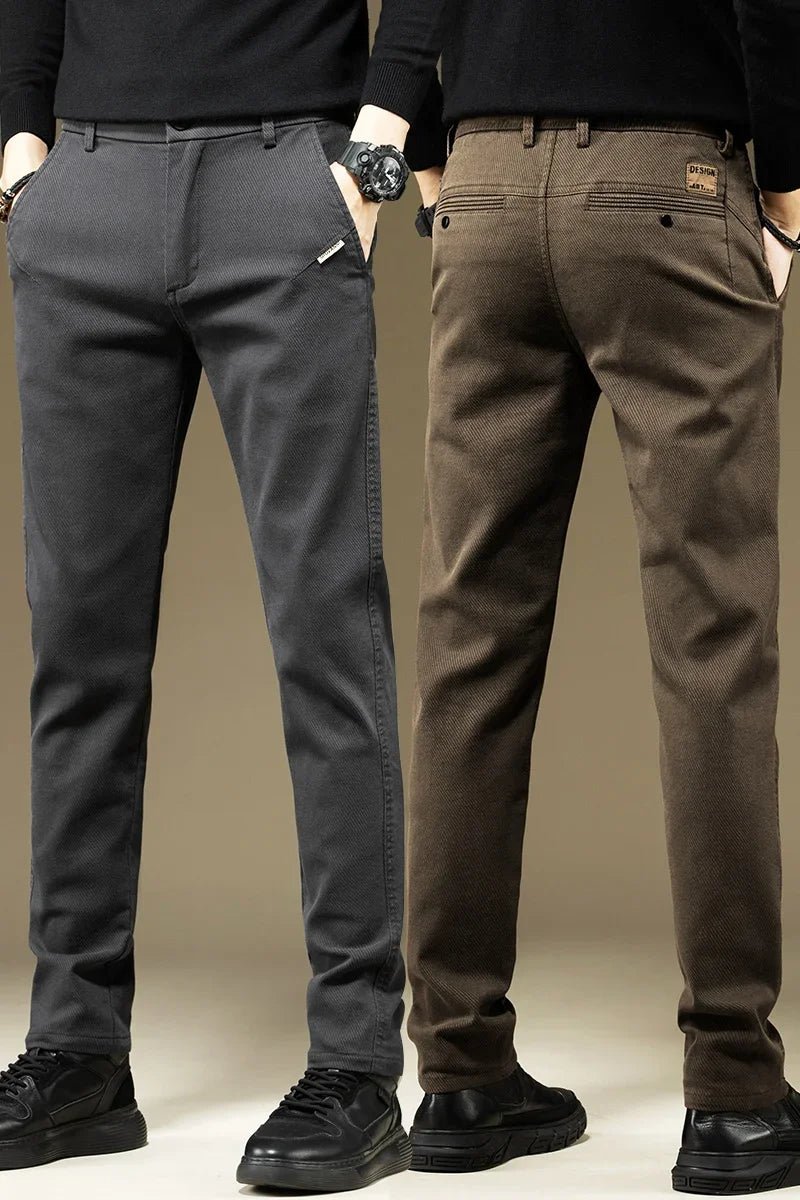KUBRO Men's Pants Casual Cotton Solid Color Spring Autumn Straight Business Work Pants High Quality Fashion Black Grey Trousers - PratSN