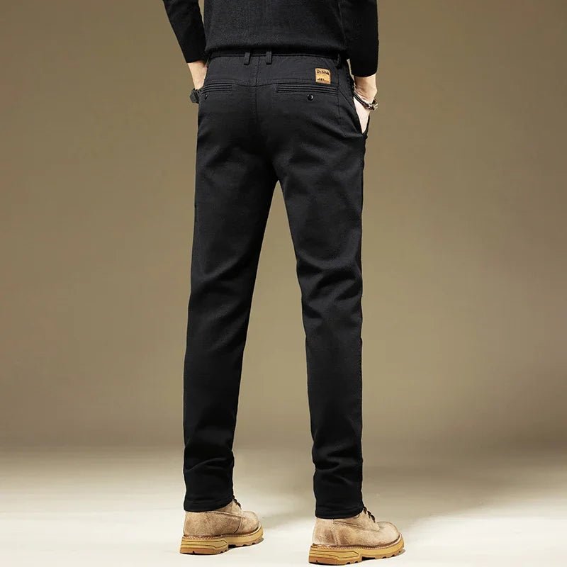 KUBRO Men's Pants Casual Cotton Solid Color Spring Autumn Straight Business Work Pants High Quality Fashion Black Grey Trousers - PratSN