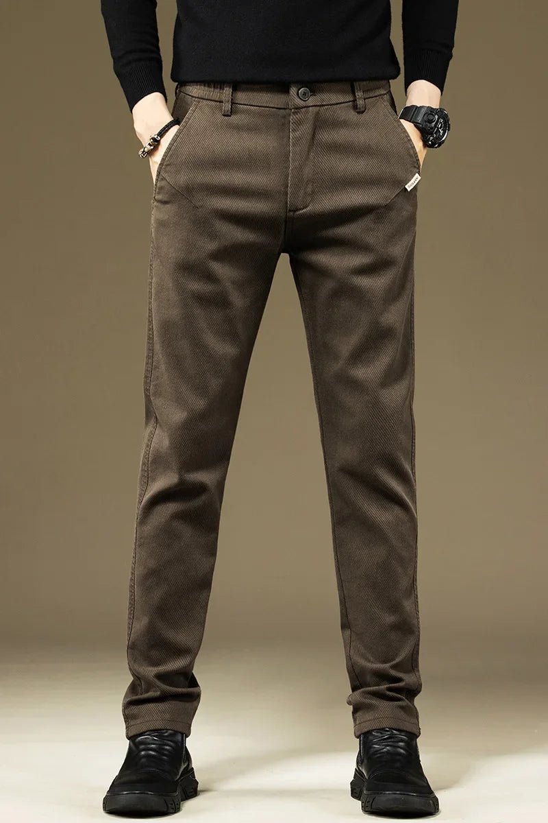 KUBRO Men's Pants Casual Cotton Solid Color Spring Autumn Straight Business Work Pants High Quality Fashion Black Grey Trousers - PratSN