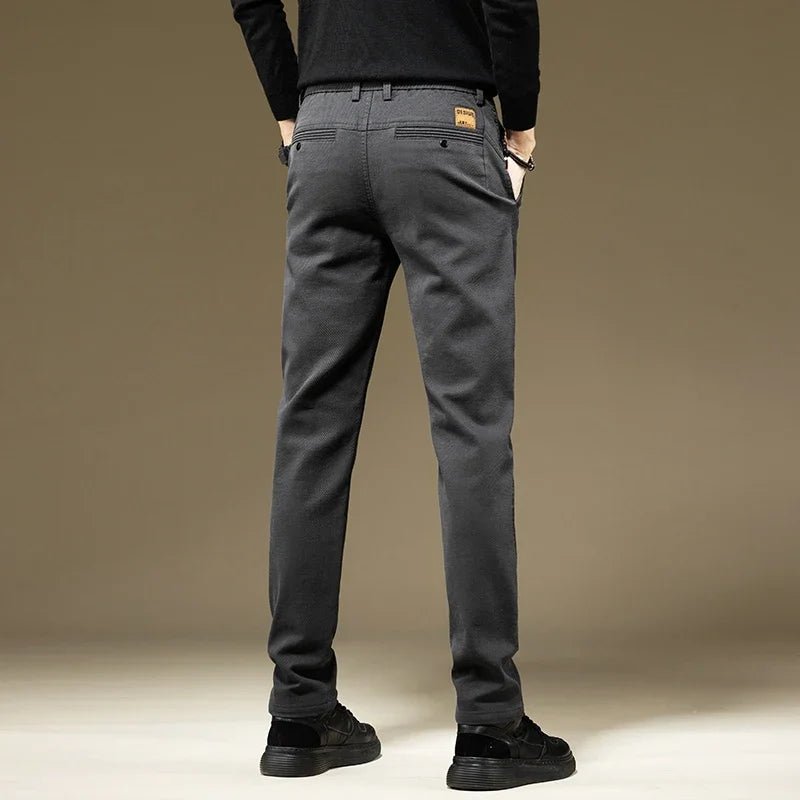 KUBRO Men's Pants Casual Cotton Solid Color Spring Autumn Straight Business Work Pants High Quality Fashion Black Grey Trousers - PratSN
