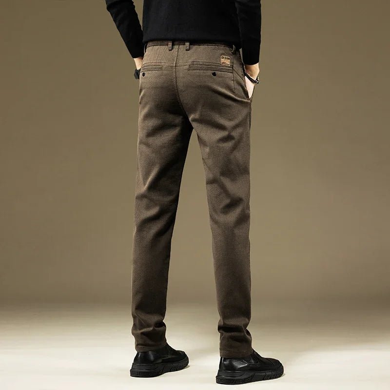 KUBRO Men's Pants Casual Cotton Solid Color Spring Autumn Straight Business Work Pants High Quality Fashion Black Grey Trousers - PratSN