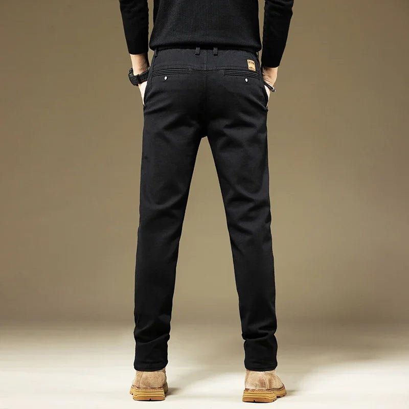 KUBRO Men's Pants Casual Cotton Solid Color Spring Autumn Straight Business Work Pants High Quality Fashion Black Grey Trousers - PratSN