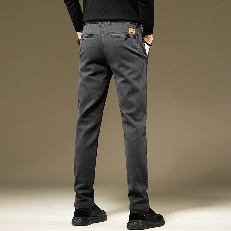 KUBRO Men's Pants Casual Cotton Solid Color Spring Autumn Straight Business Work Pants High Quality Fashion Black Grey Trousers - PratSN