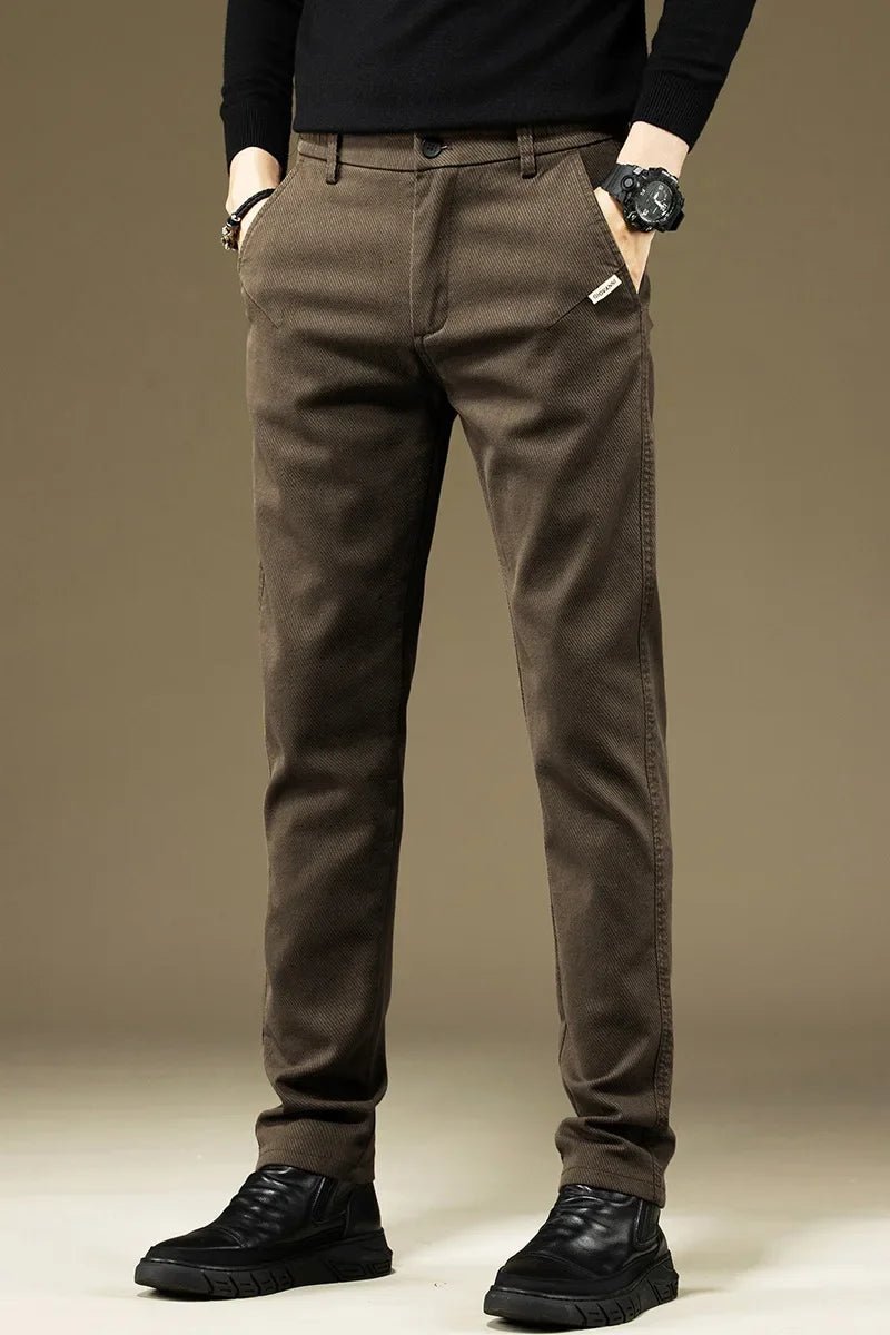 KUBRO Men's Pants Casual Cotton Solid Color Spring Autumn Straight Business Work Pants High Quality Fashion Black Grey Trousers - PratSN