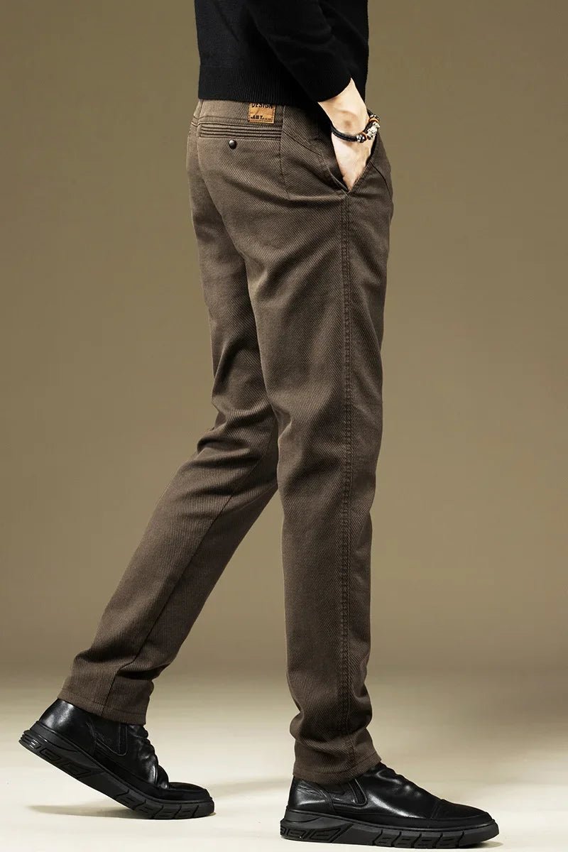 KUBRO Men's Pants Casual Cotton Solid Color Spring Autumn Straight Business Work Pants High Quality Fashion Black Grey Trousers - PratSN