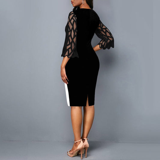 Lace Stitching Mesh Party Evening Dress - PratSN