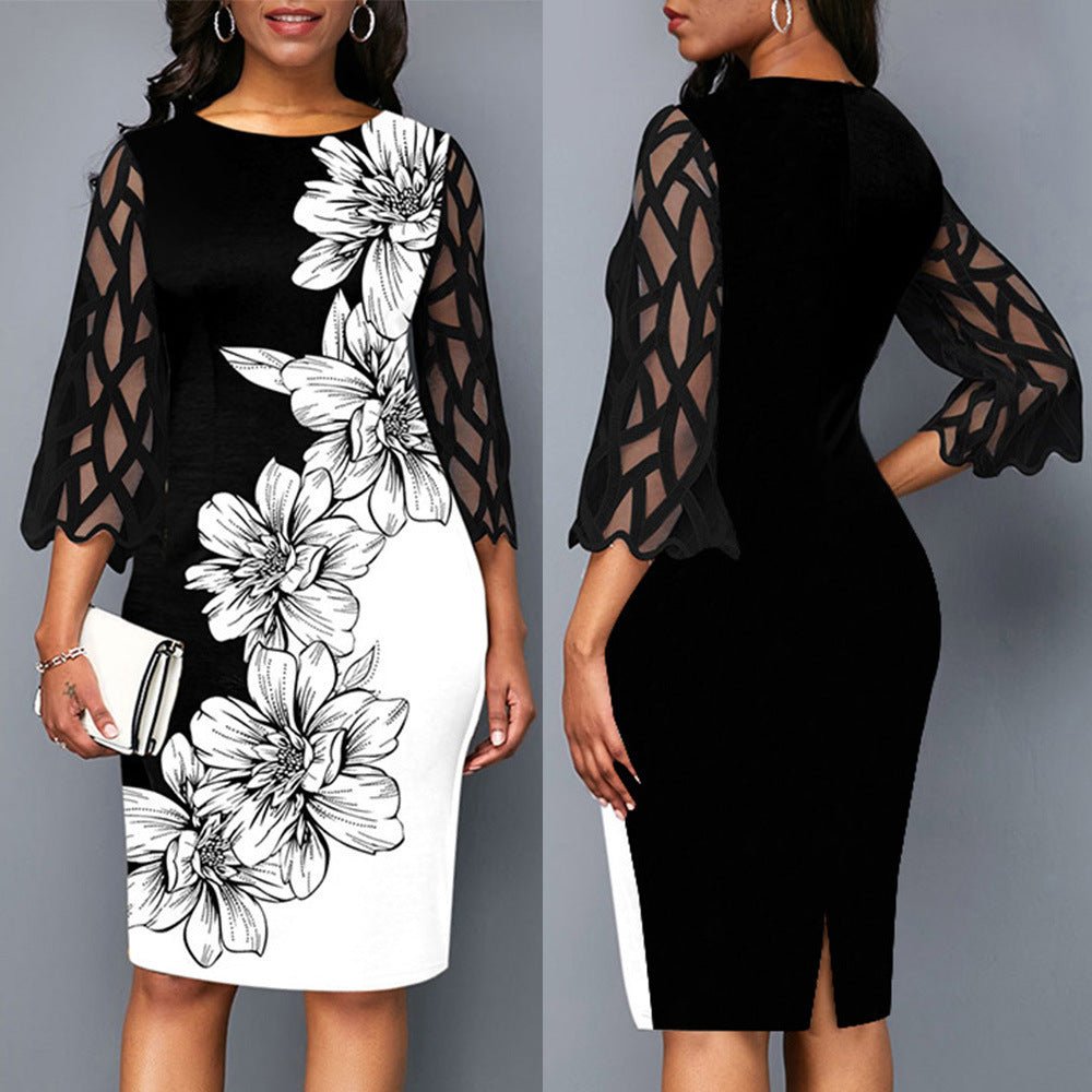 Lace Stitching Mesh Party Evening Dress - PratSN
