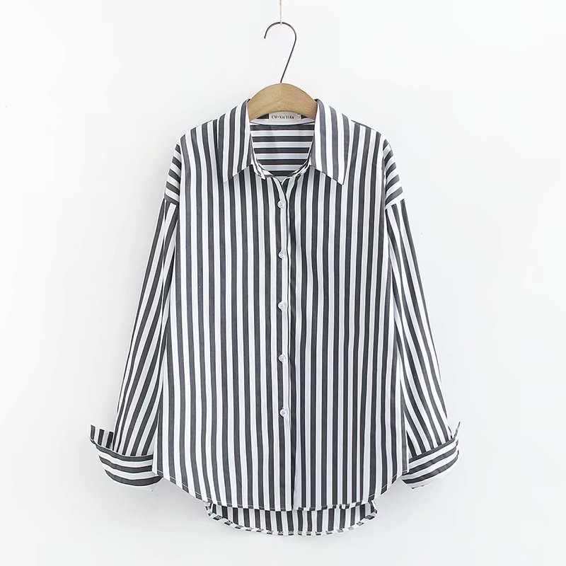 Ladies Loose Striped Long Sleeved Bottoming Shirt - PratSN