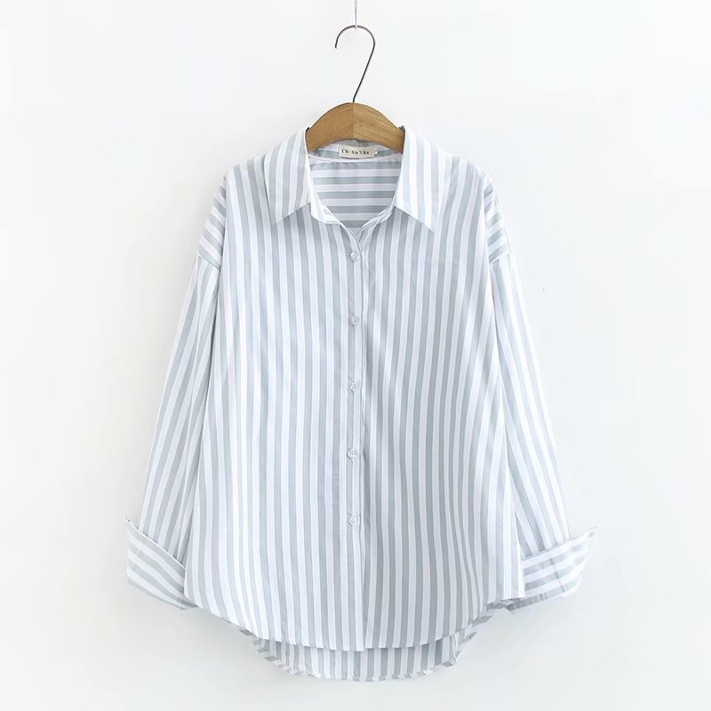 Ladies Loose Striped Long Sleeved Bottoming Shirt - PratSN