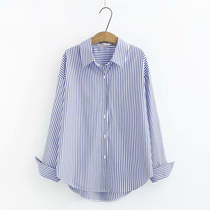 Ladies Loose Striped Long Sleeved Bottoming Shirt - PratSN