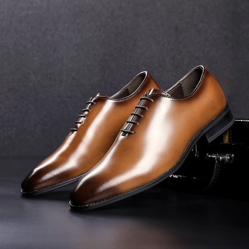 Leather Hand - polished Business Shoes Men's Formal Wear Lace - up Shoes For Young Gentlemen - PratSN