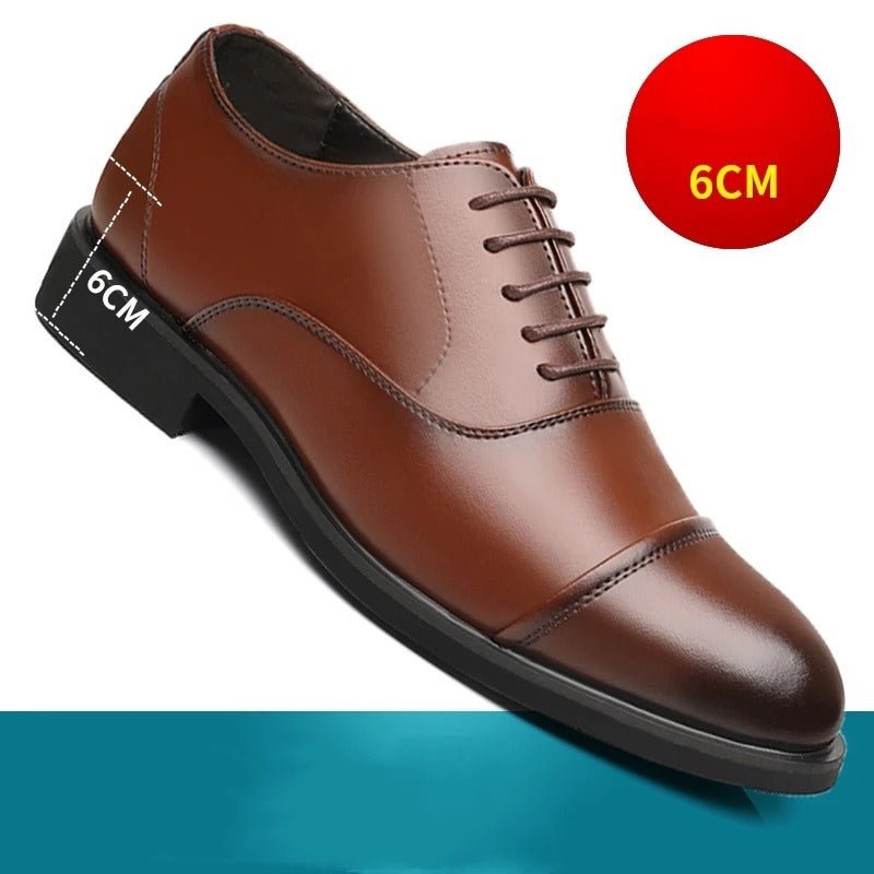 Leather Shoes Men's Height Increasing Insole Pointed Toe Wedding Shoes - PratSN
