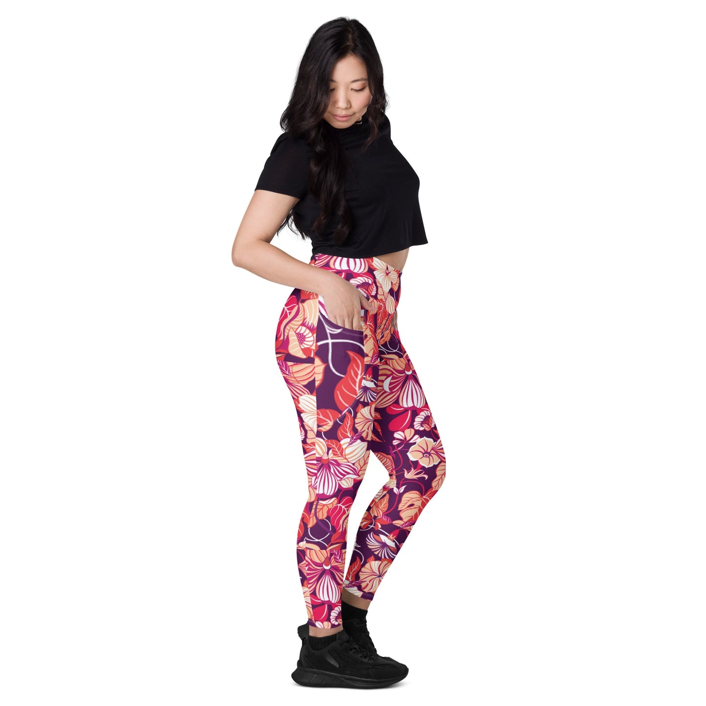 Leggings with pockets Trendy Activewear floral pants - PratSN