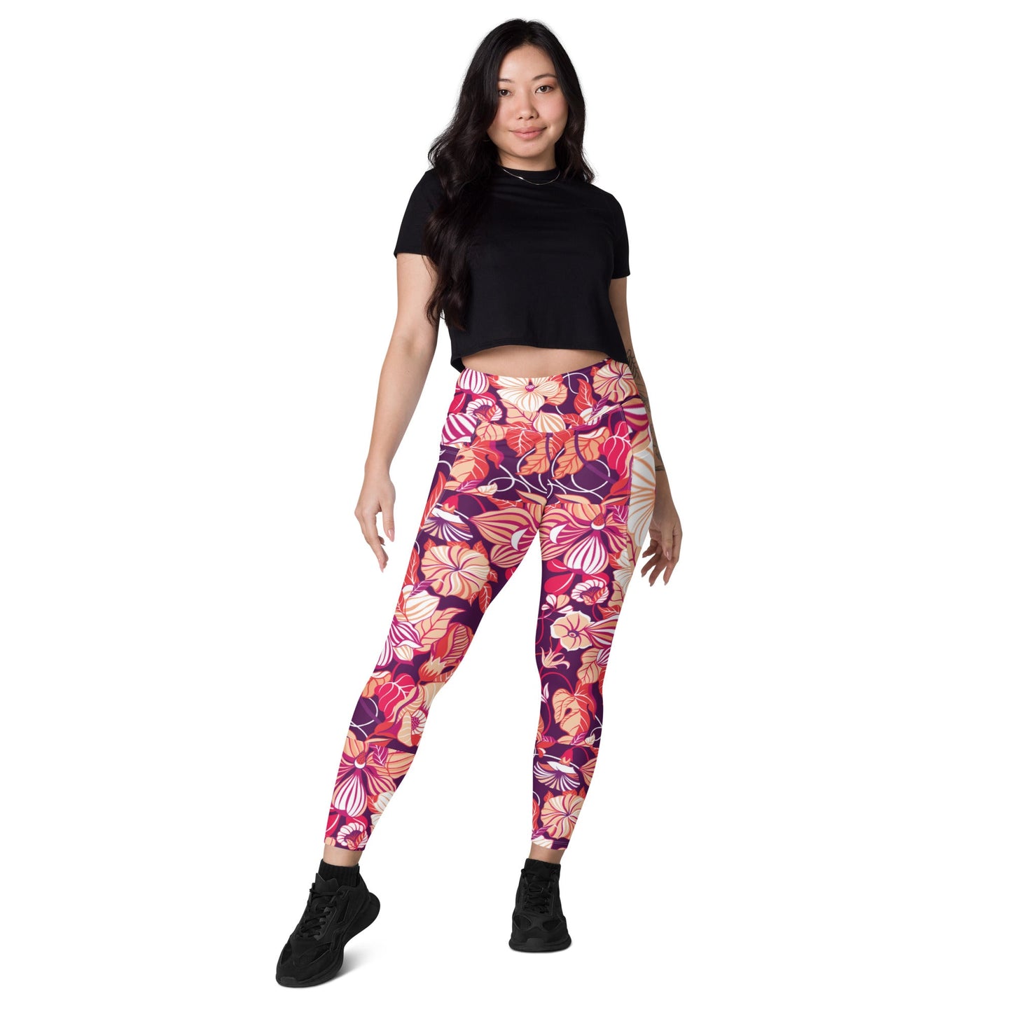 Leggings with pockets Trendy Activewear floral pants - PratSN