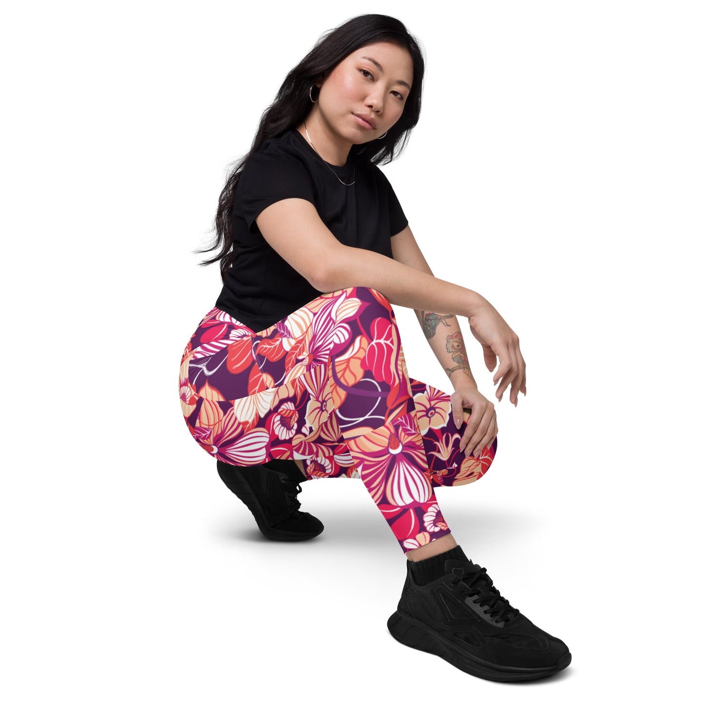 Leggings with pockets Trendy Activewear floral pants - PratSN