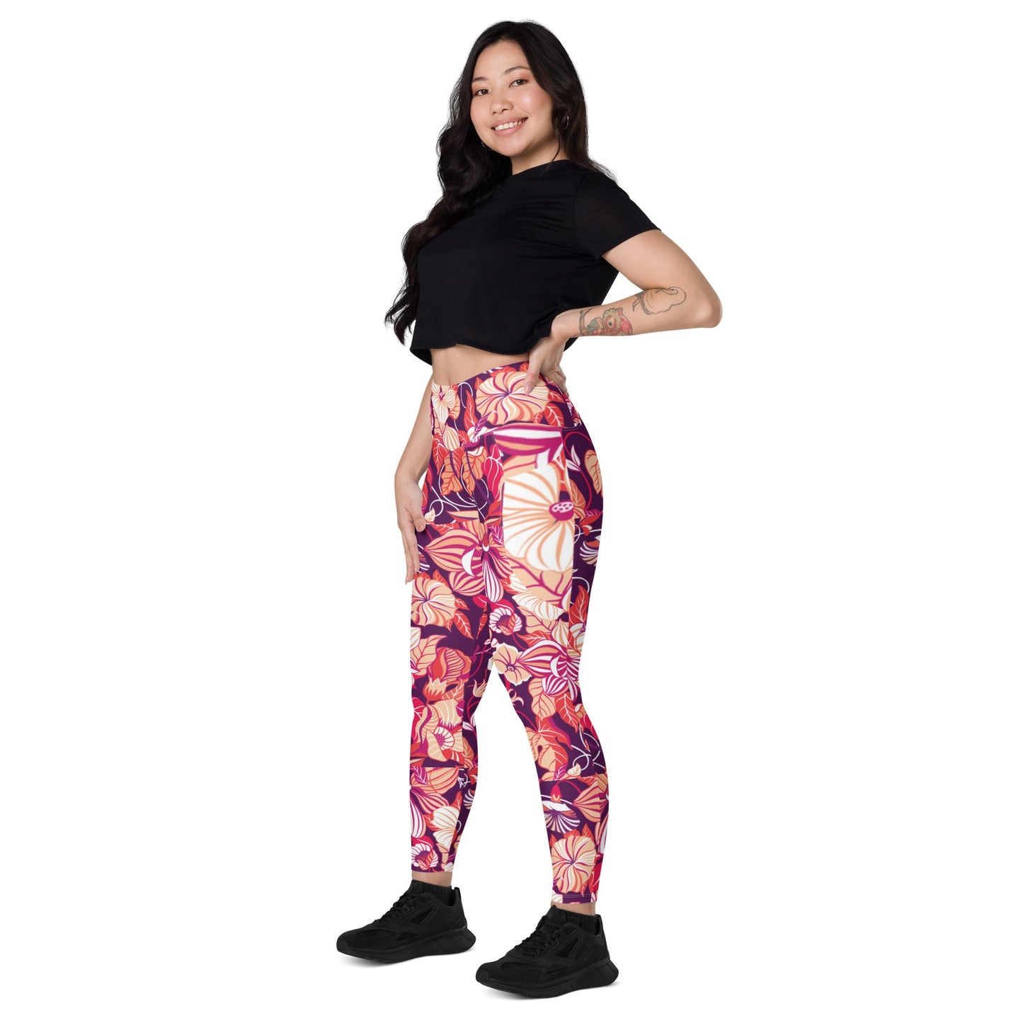 Leggings with pockets Trendy Activewear floral pants - PratSN