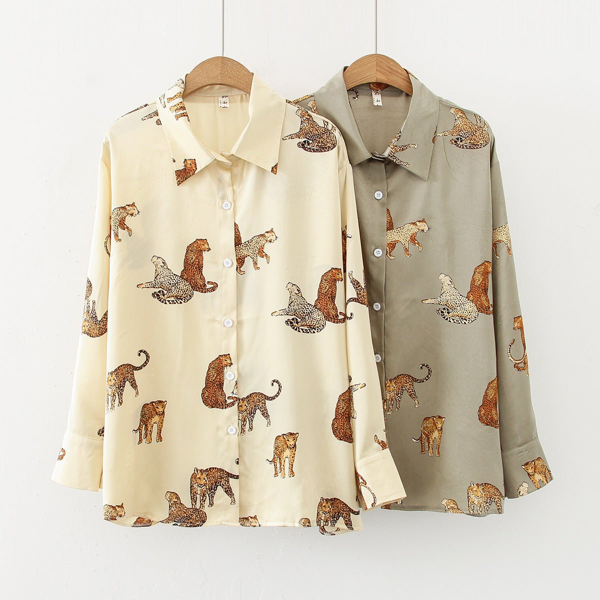Leopard Animal Print Long - sleeved Shirt Top - PratSN