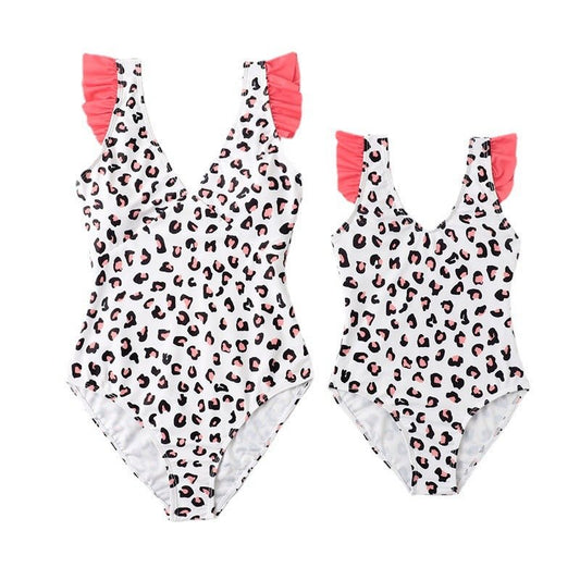 Leopard Print Bikini One Piece Large Medium And Small Children's Mother Daughter Swimsuit - PratSN