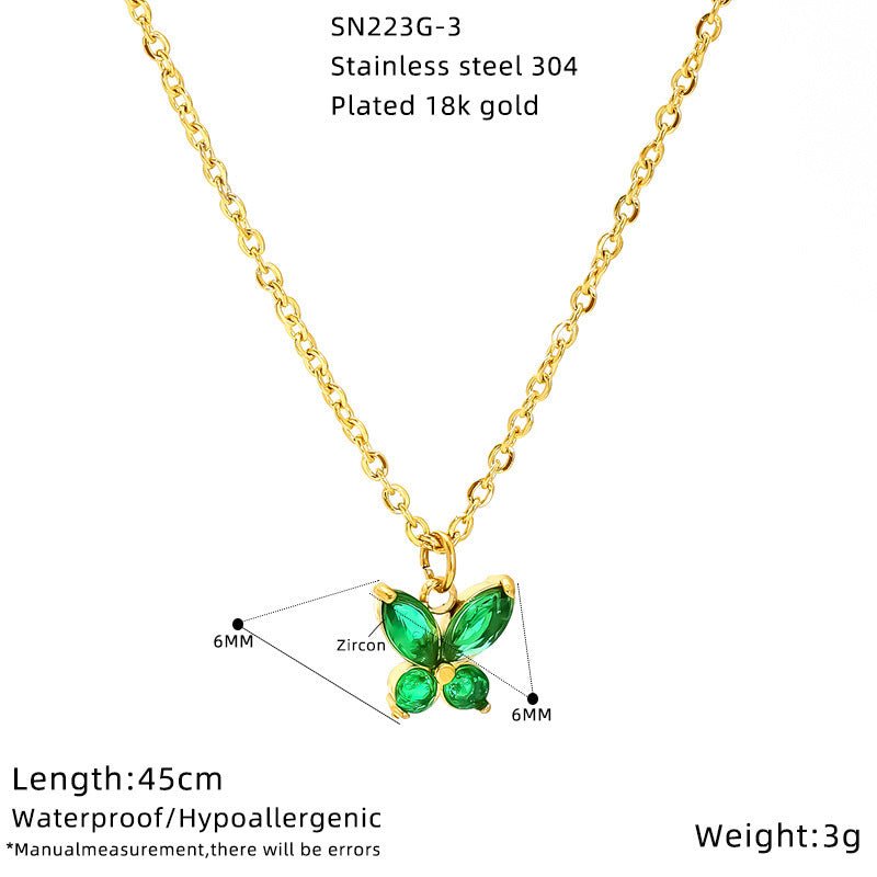 Light Luxury Diamond Peacock Green Clavicle Chain - PratSN