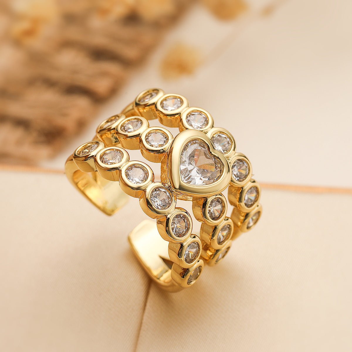 Light Luxury Zircon Geometric Open Ring - PratSN