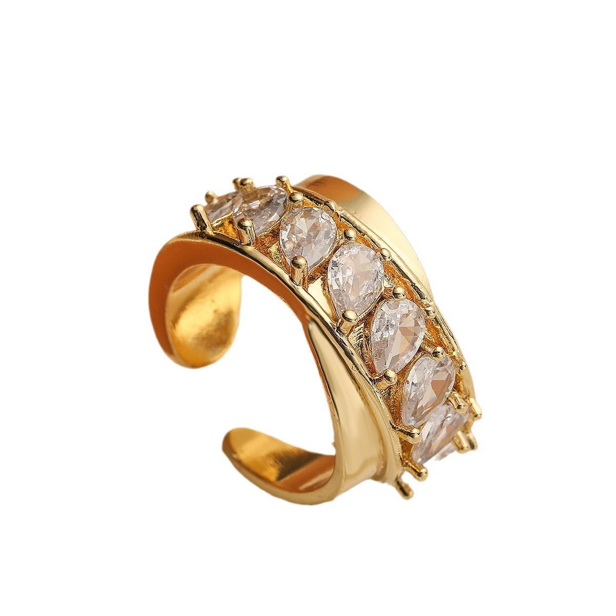 Light Luxury Zircon Geometric Open Ring - PratSN