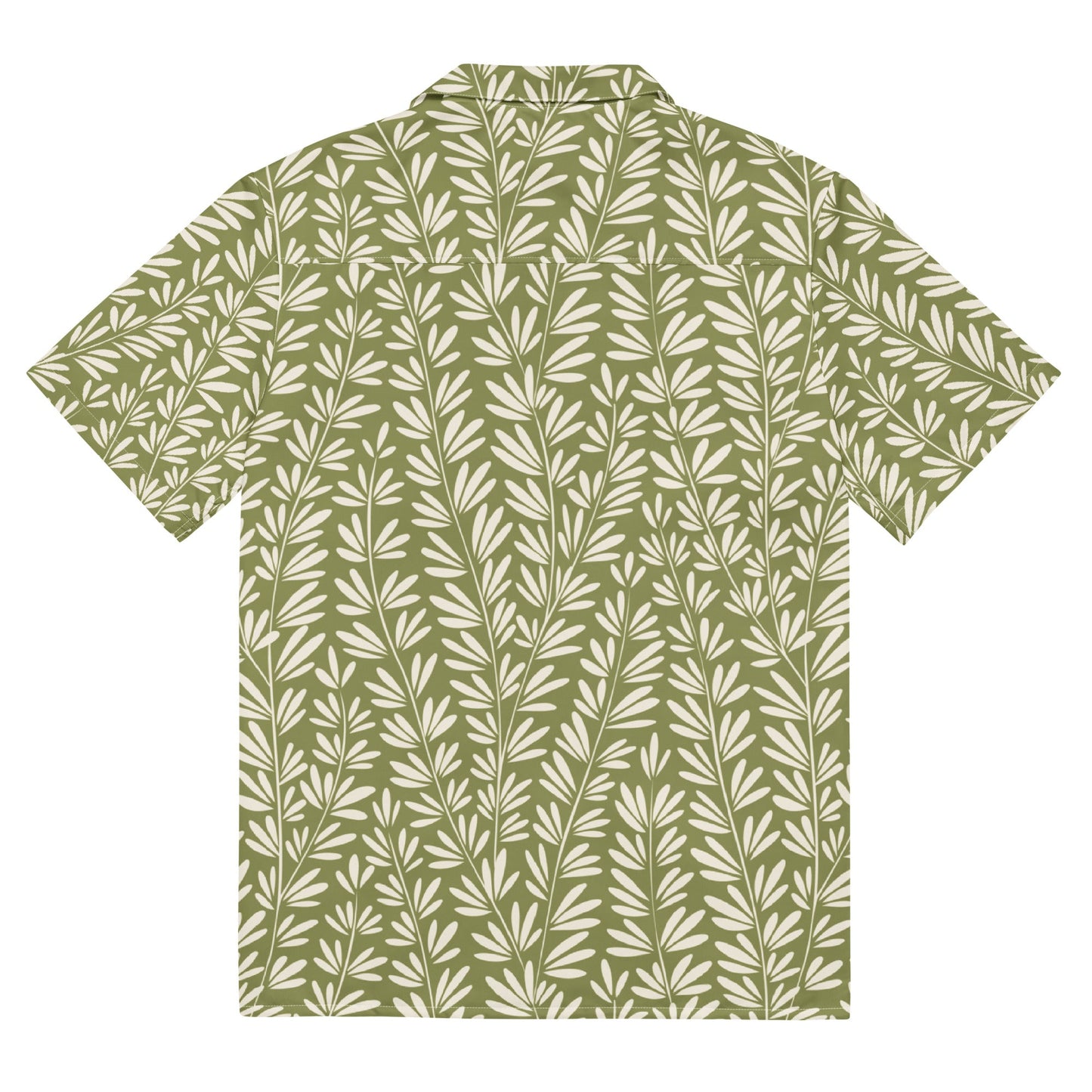 Light Olive Green Floral Beach Shirt - Unisex Short Sleeve Button Down - PratSN