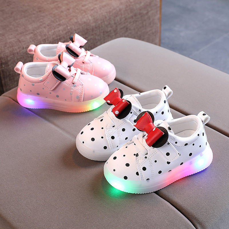 Light - up Shoes Girls Bowknot LED Light - up Shoes Breathable Baby Girls Shoes - PratSN