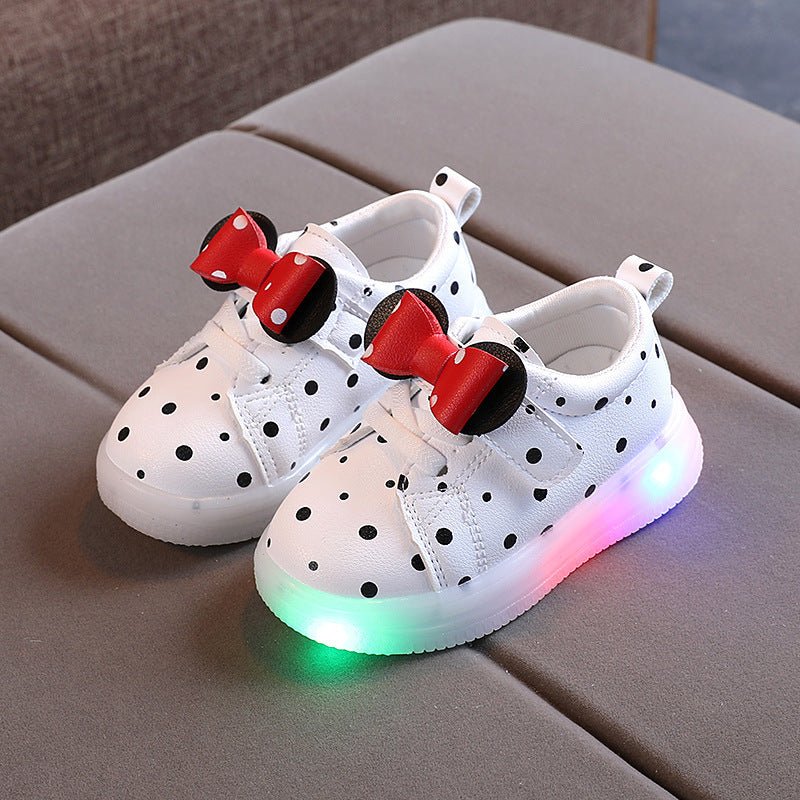 Light - up Shoes Girls Bowknot LED Light - up Shoes Breathable Baby Girls Shoes - PratSN