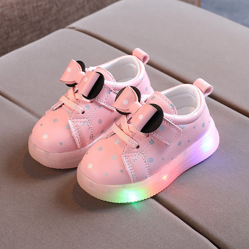 Light - up Shoes Girls Bowknot LED Light - up Shoes Breathable Baby Girls Shoes - PratSN