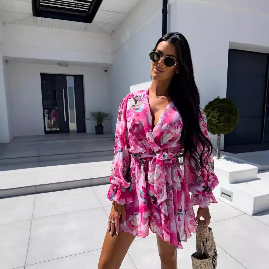 Long Sleeve Ink Printing Jumpsuit - PratSN