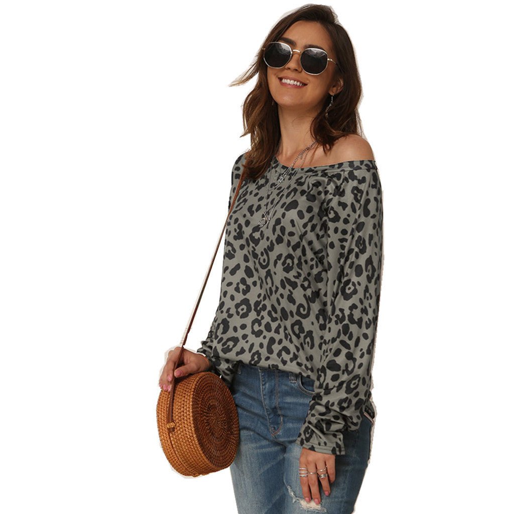 Long sleeve printed off - shoulder T-shirt - PratSN
