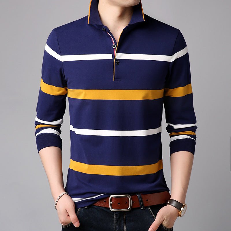 Long sleeve T-shirt stripe cotton bottomed Shirt Top - PratSN
