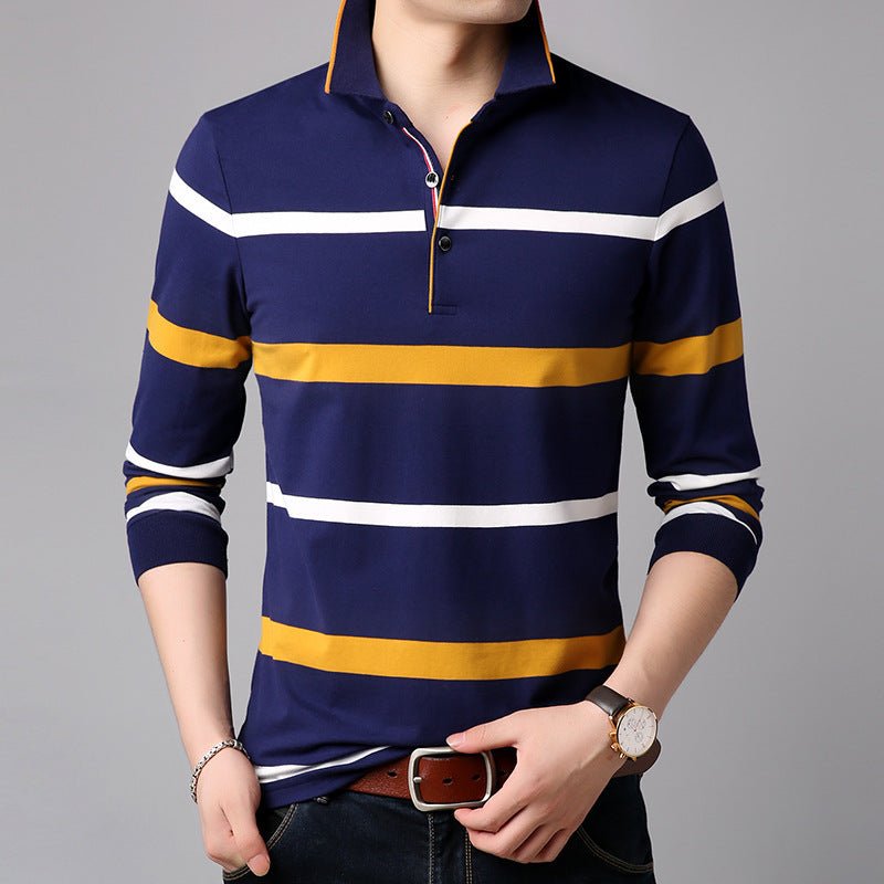 Long sleeve T-shirt stripe cotton bottomed Shirt Top - PratSN