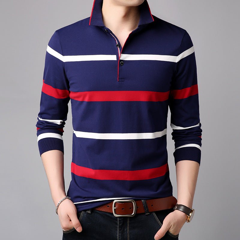 Long sleeve T-shirt stripe cotton bottomed Shirt Top - PratSN
