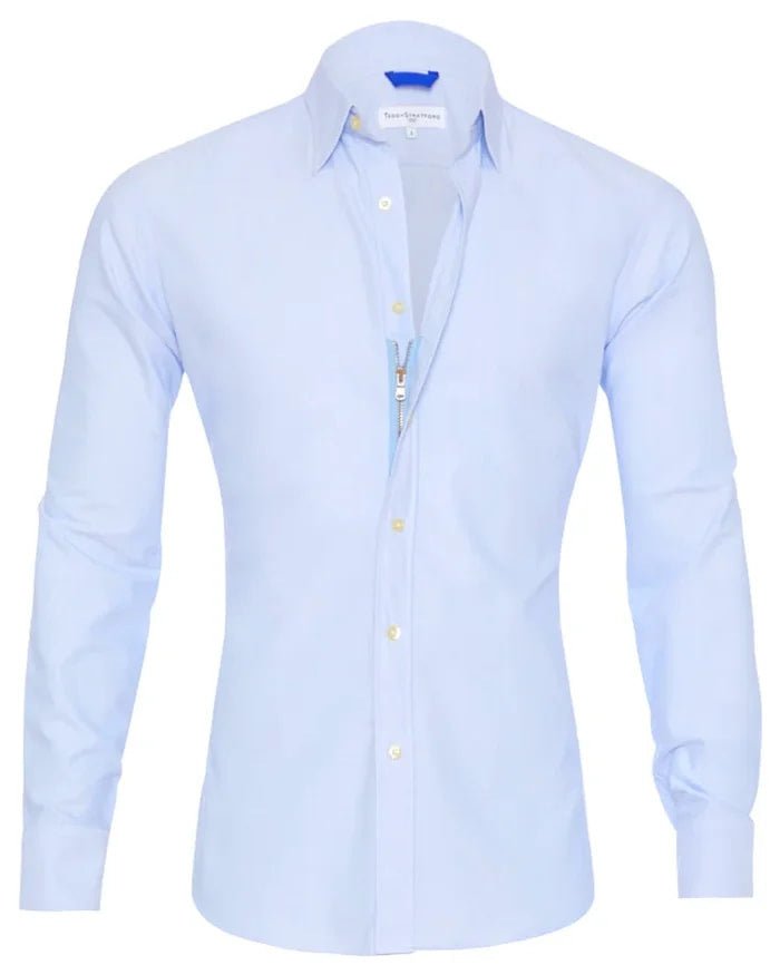 Long Sleeve Zipper Shirt With Button Design Fashion Lapel Tops For Mens Clothing - PratSN