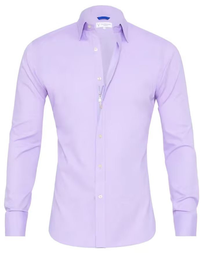 Long Sleeve Zipper Shirt With Button Design Fashion Lapel Tops For Mens Clothing - PratSN
