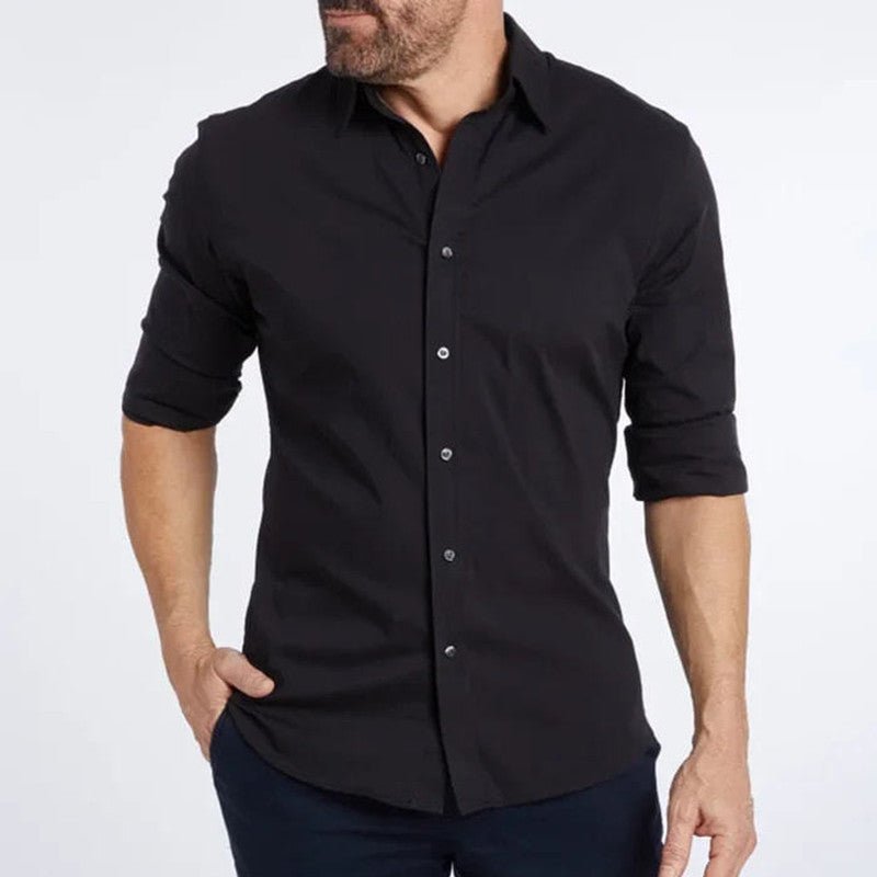 Long Sleeve Zipper Shirt With Button Design Fashion Lapel Tops For Mens Clothing - PratSN