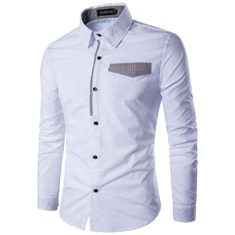 Long - sleeved Shirt New Spring Slim - fit Korean Style Trendy Casual Shirt Men's - PratSN
