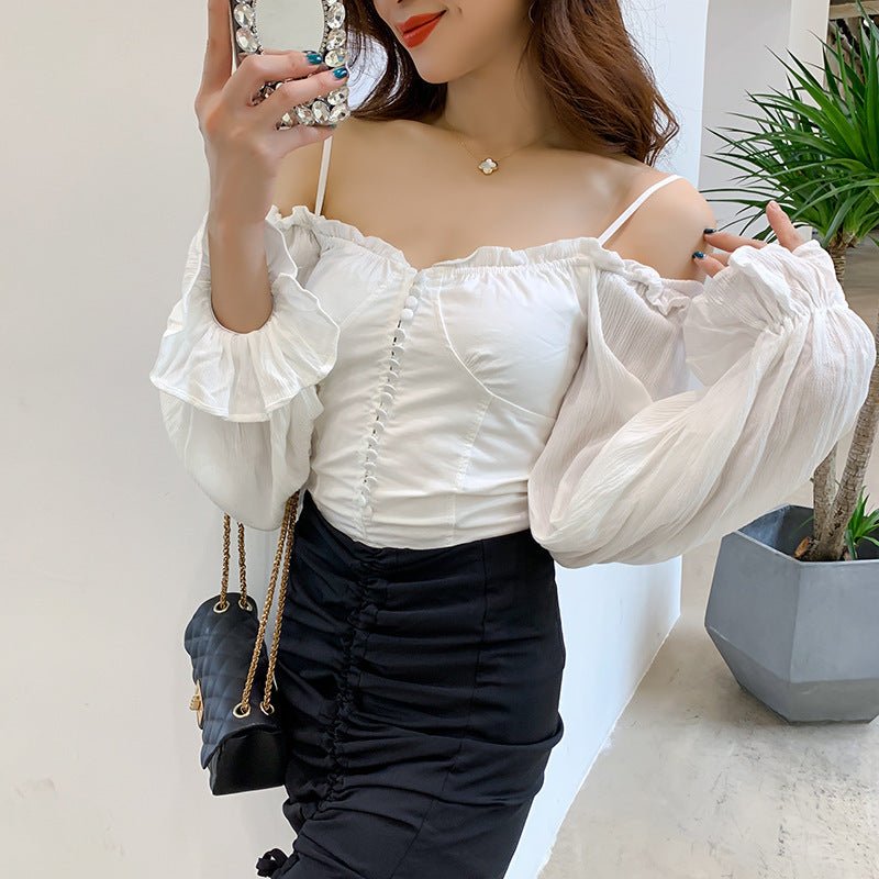 Long - Sleeved Short Shirt With Clavicle Cardio - PratSN