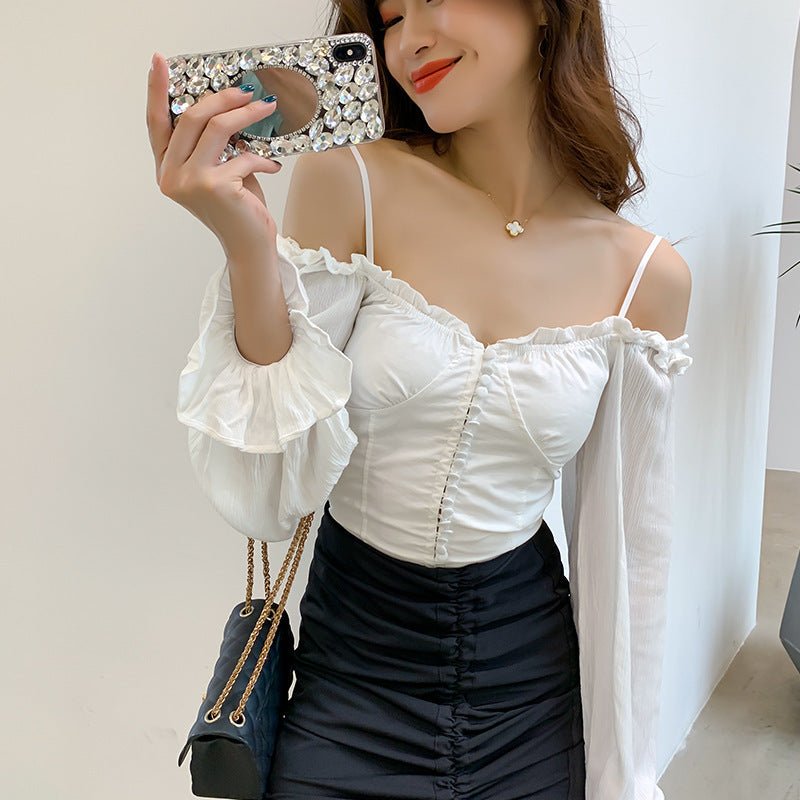 Long - Sleeved Short Shirt With Clavicle Cardio - PratSN
