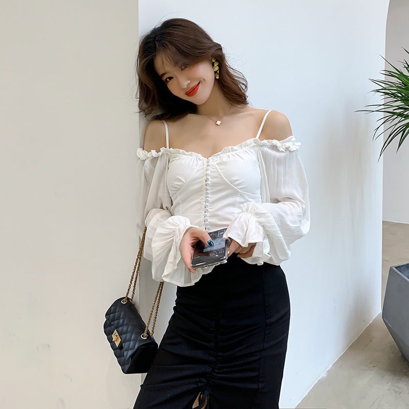 Long - Sleeved Short Shirt With Clavicle Cardio - PratSN