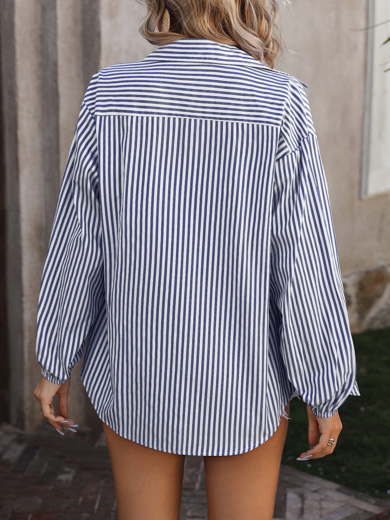 Loose Commute Leisure Long Sleeve Striped Shirt - PratSN