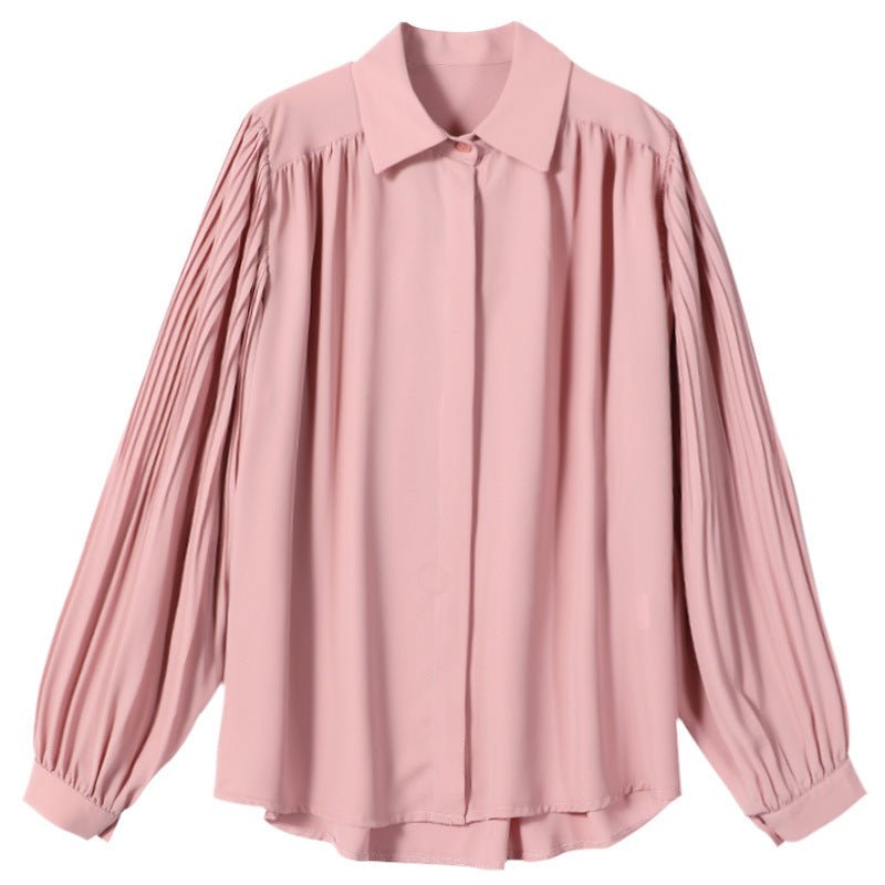 Loose Long - sleeved Women's Fashion Puff Sleeve Lapel Chiffon Shirt - PratSN