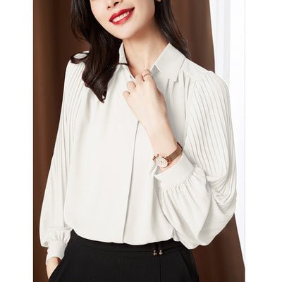 Loose Long - sleeved Women's Fashion Puff Sleeve Lapel Chiffon Shirt - PratSN