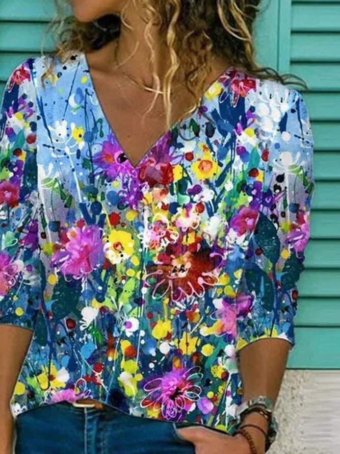 Loose T-shirt Short Sleeve Shirt Fashion Print Top - PratSN