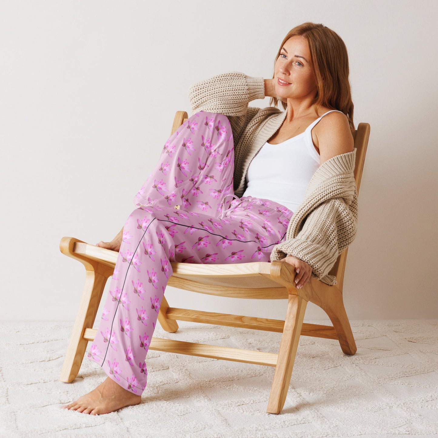 Lotus Flower Print - Feminine Women’s pajama pants - PratSN