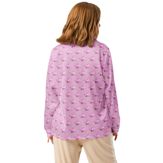 Lotus Flower Print Women’s Long Sleeve Pajama Top - Cozy Sleepwear - PratSN